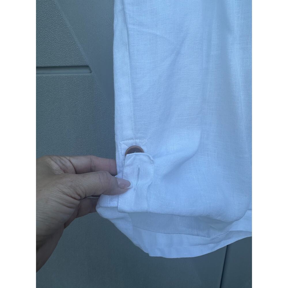 Eileen Fisher Women White Organic Linen Bermuda Shorts Sz S Casual Summer Travel - Picture 6 of 12